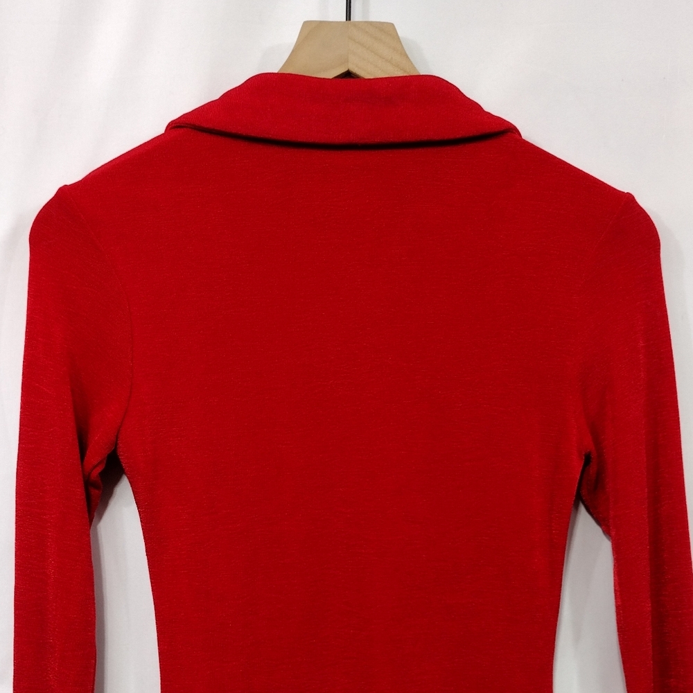 Princess Polly Elody Long Sleeve Shirt Dress Women's 4 Red Holiday Boho Retro - Picture 7 of 9
